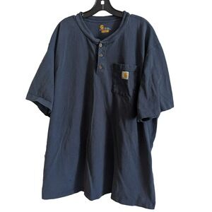 Carhartt Henley Short Sleeve T‎ Shirt Men's 2XLT Original Fit Work K84 Blue